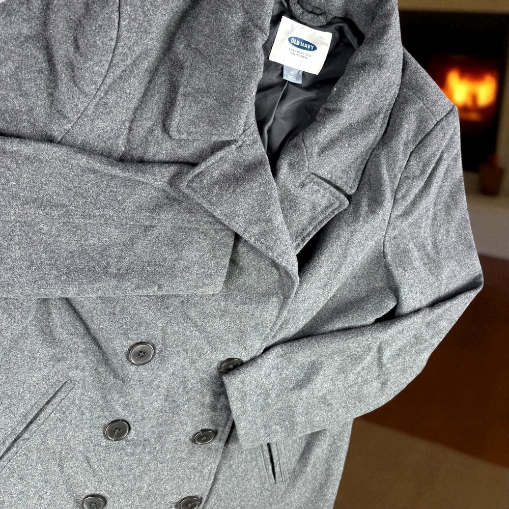 Old Navy Wool Pea Coat Women M Blend‎ Double Breasted Coat Jacket Cozy Outdoors